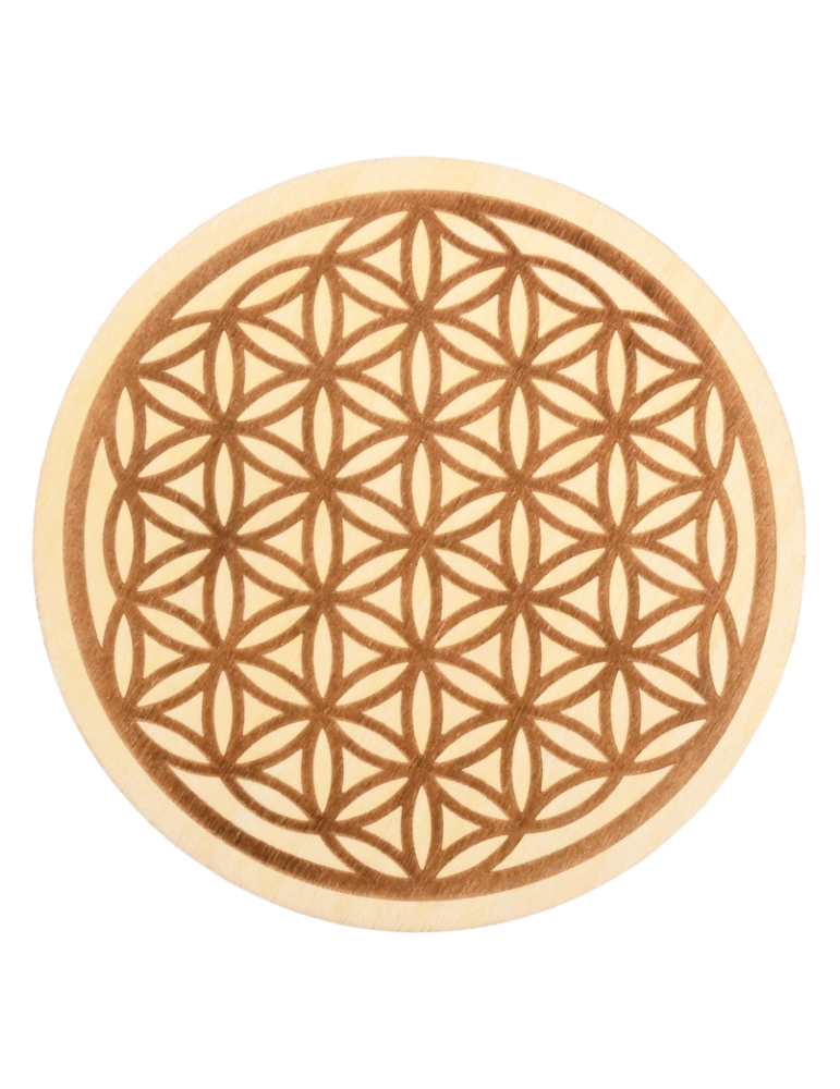 Disque bois gravé fleur de vie x5