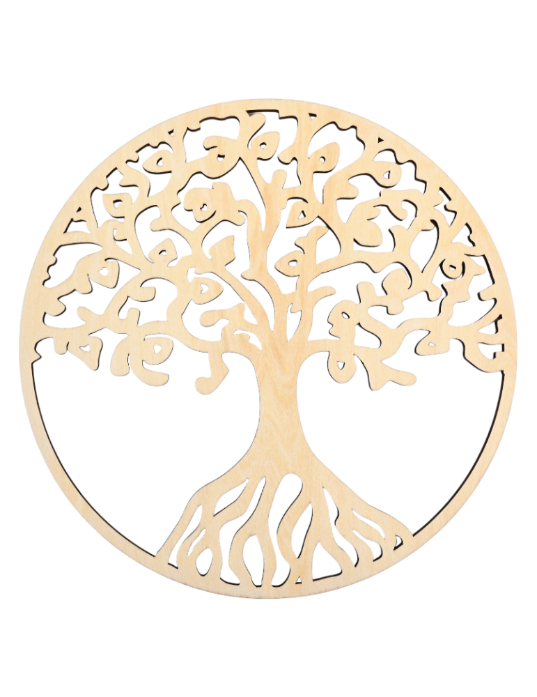 Disco in legno scolpito albero della vita 20 cm x 5