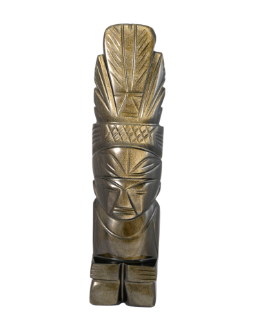 Statue aztèque en obsidienne dorée