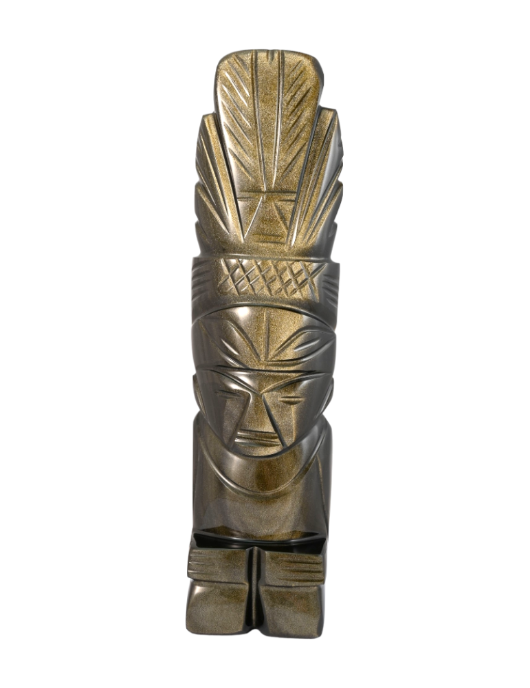 Golden obsidian Aztec statue