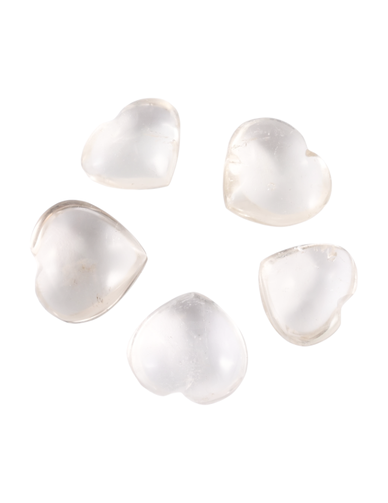 Lot 5 Coeur 4 cm cristal de roche A