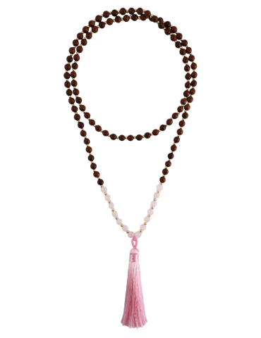 Mala Quartz rose + Bois 108 perles