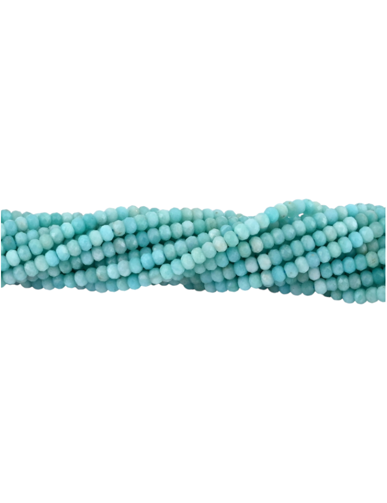 Fil perles facettées amazonite 4x3mm A