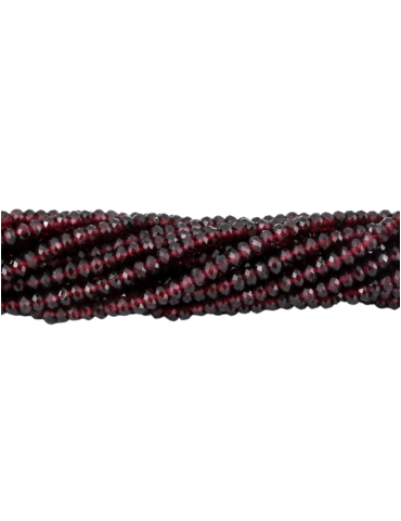 Fil perles facettées grenat rouge 4x3mm AA