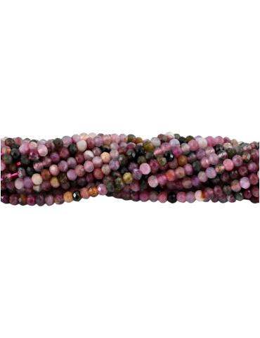 Fil perles facettées tourmaline mix 4x3mm A