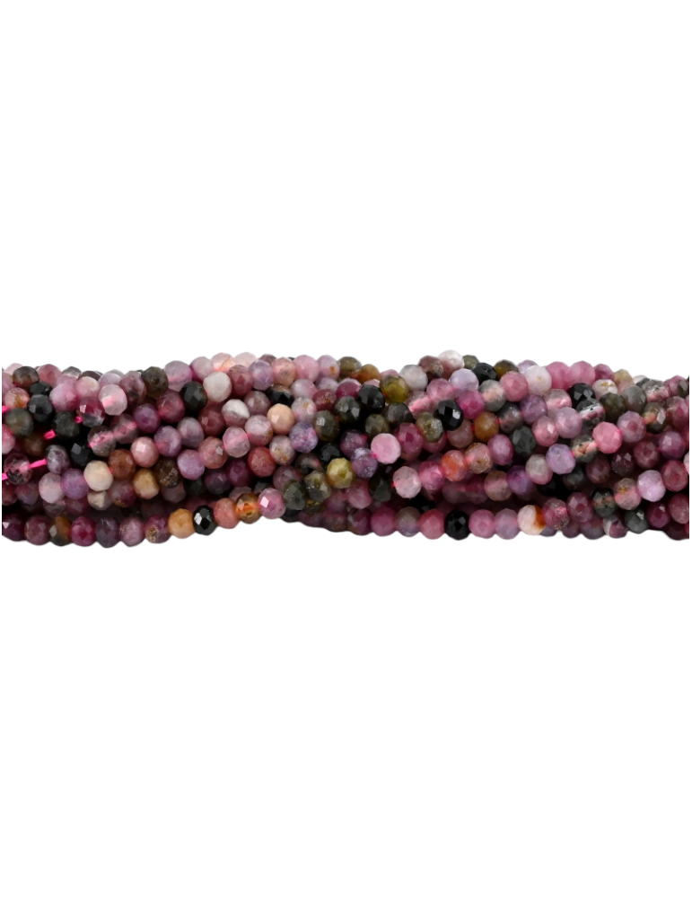 Fil perles facettées tourmaline mix 4x3mm A