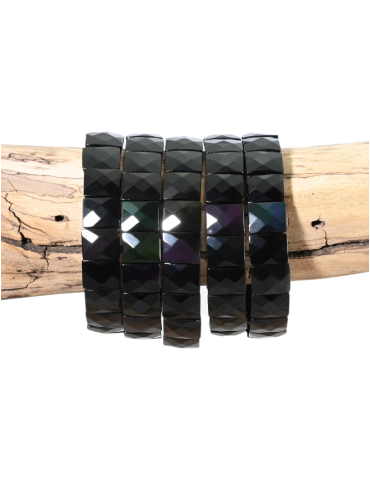 Bracelet obsidienne oeil céleste rectangle facetté A