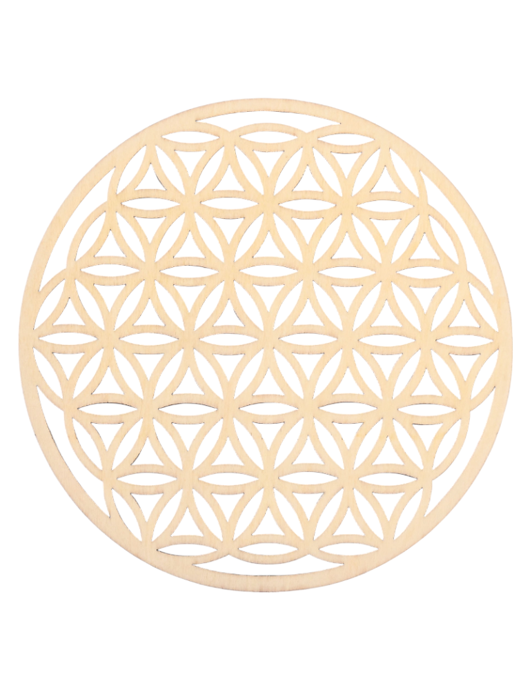 Disque fleur de vie en bois sculpté 40 ou 60 cm