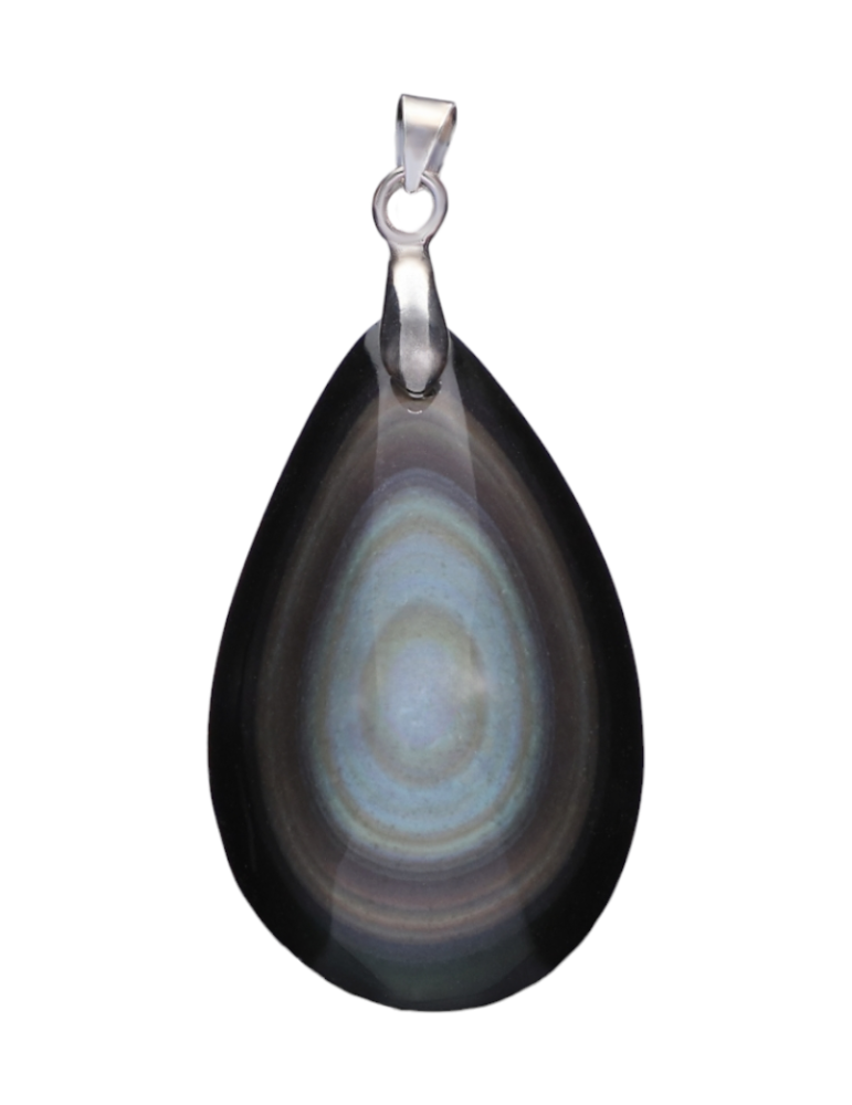 Pendentif obsidienne oeil céleste double AA