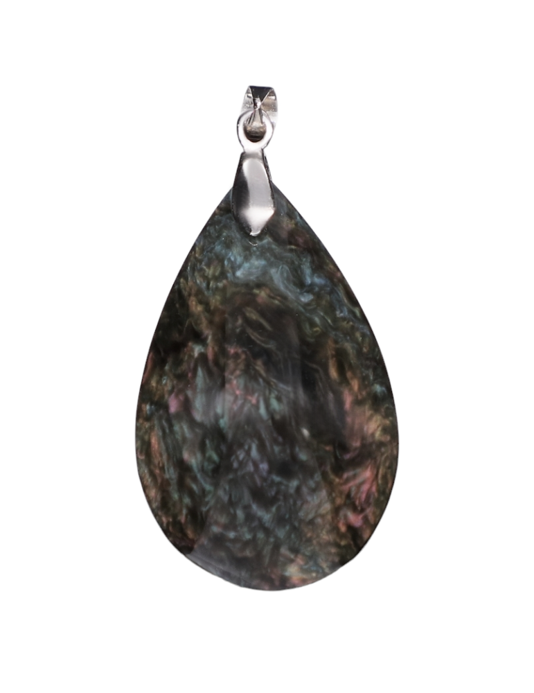 Pendentif obsidienne manta huichol double AA