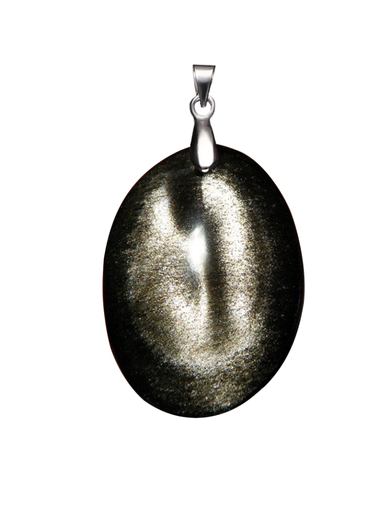 Pendentif obsidienne argentée double AA