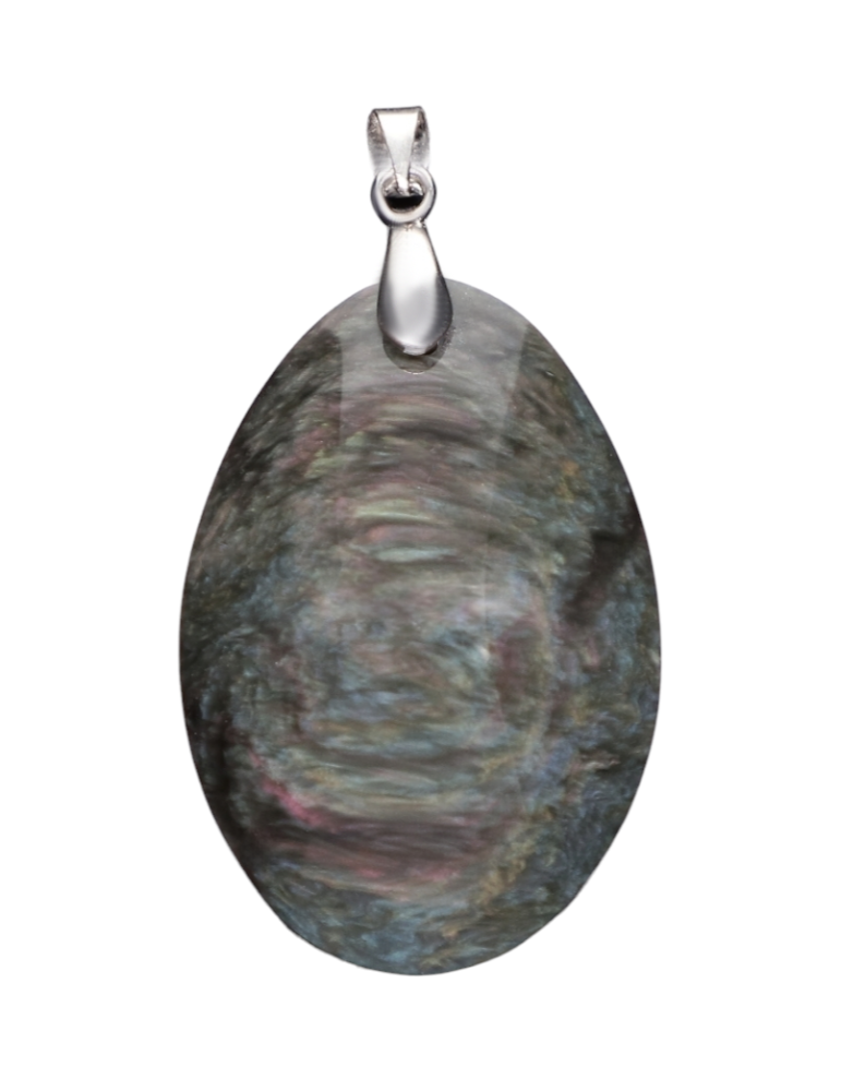 Pendentif obsidienne manta huichol AA