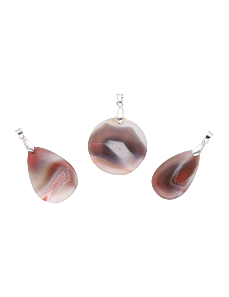 Pendentif Agate Botswana Rouge A