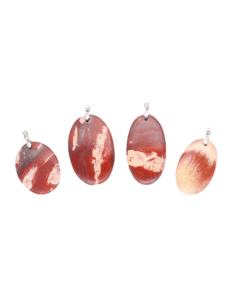 Pendentif Jaspe rouge rubané AA