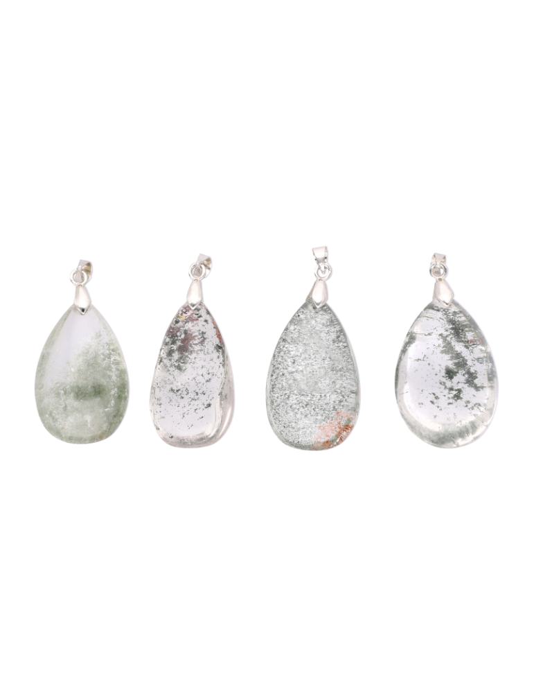 Pendentif lodolite inclusions vertes AA