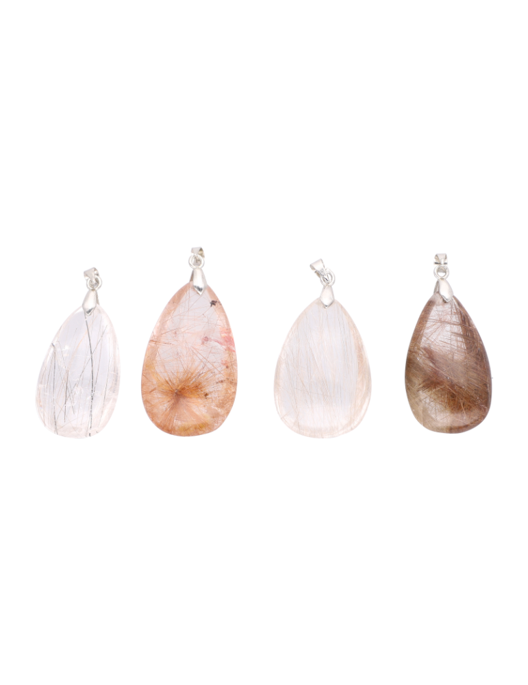 Pendentif quartz rutile cuivre AA