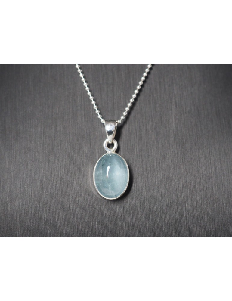 Pendente Acquamarina incastonato in argento 925 AA