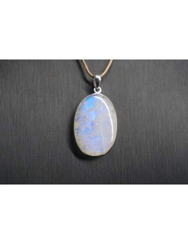 Pendentif Labradorite blanche serti en argent 925