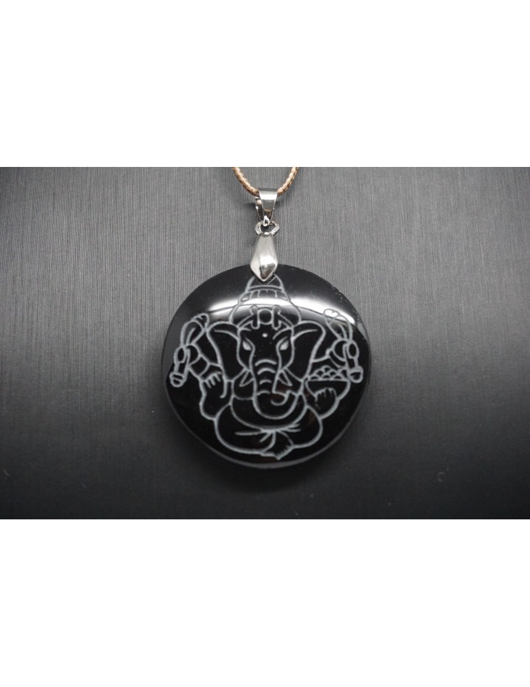 Mix 30 engraved Obsidian black pendant