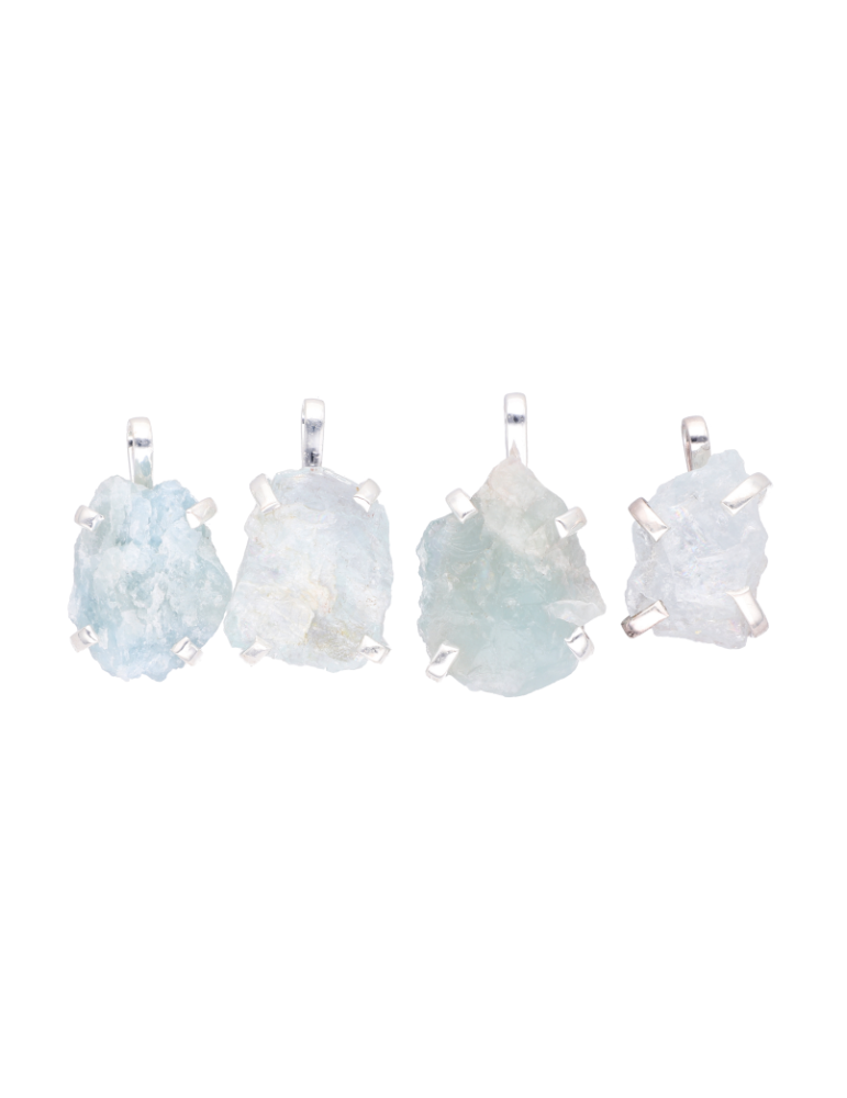 Pendentif aigue-marine brute serti griffe