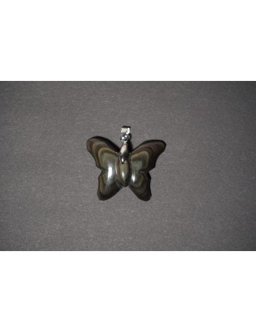 Pendentif papillon obsidienne oeil céleste A
