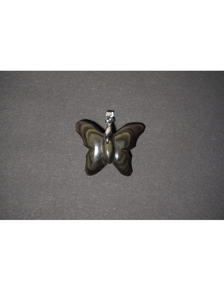 Pendentif papillon obsidienne oeil céleste A