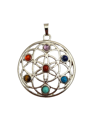 Pendentif rosace 7 chakras