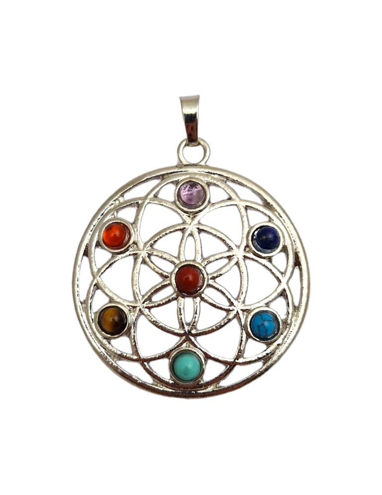 Pendentif rosace 7 chakras