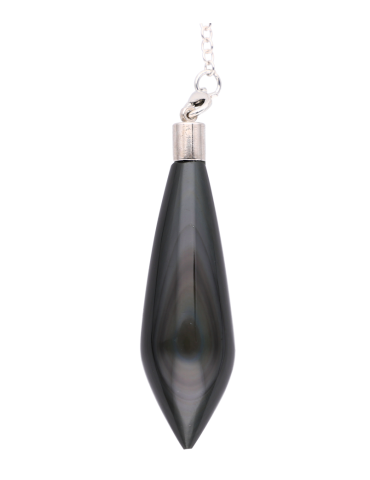 Arcanis hangpendel van obsidiaan in langwerpige vorm