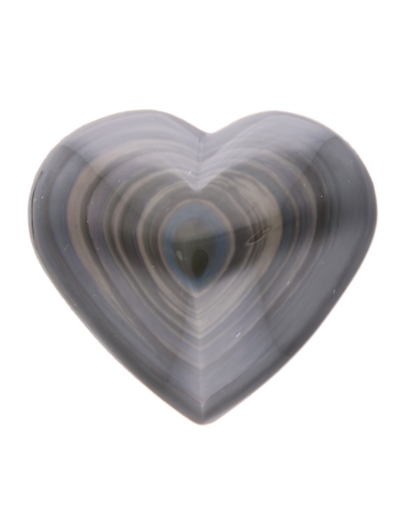 Coeur sculpté obsidienne oeil céleste à poser AA