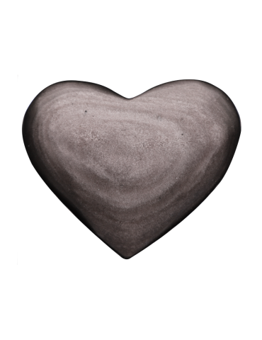 Coeur double obsidienne argentée à poser AB