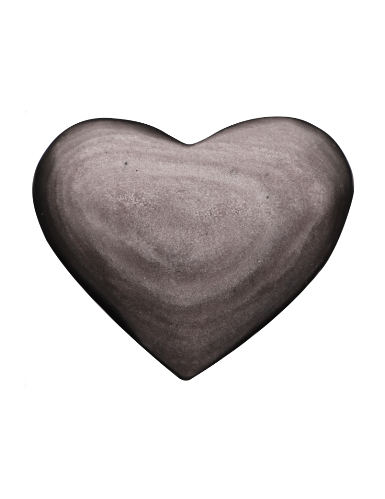 Coeur double obsidienne argentée à poser AB