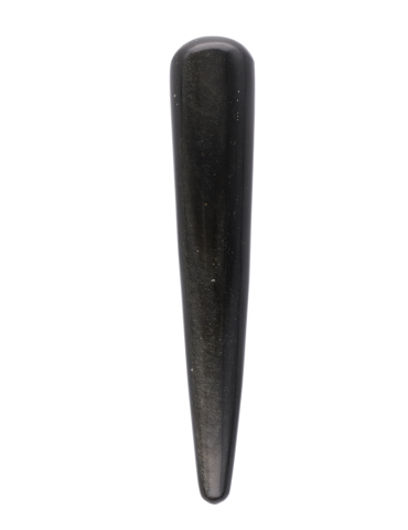 Bâton de massage obsidienne dorée