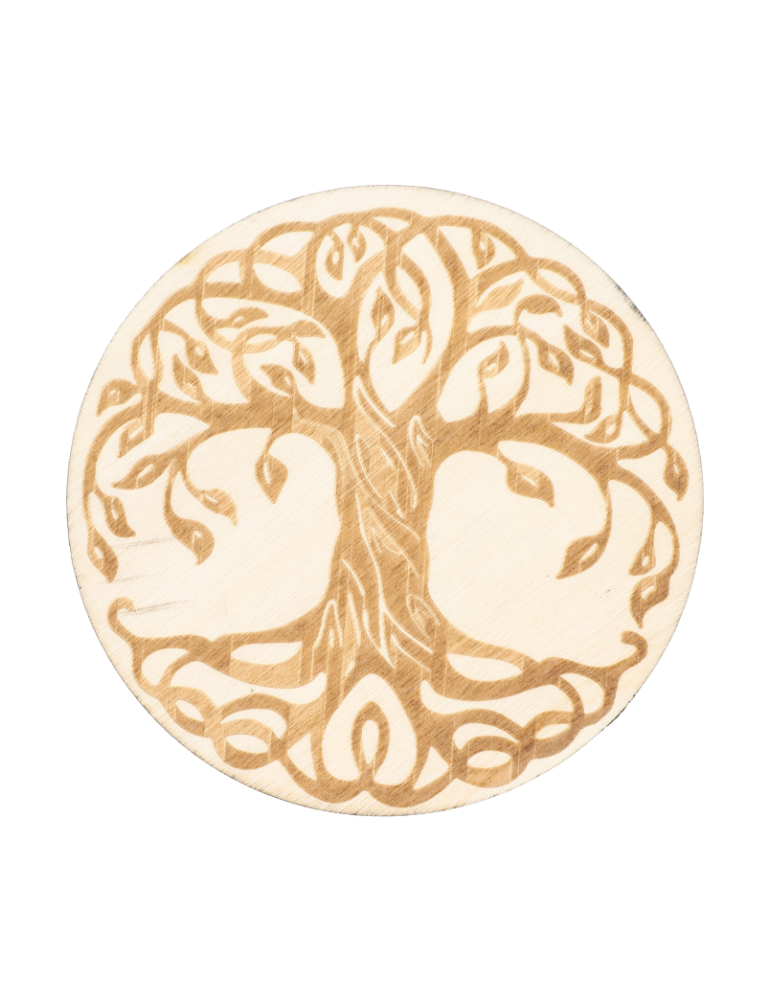 Tree of Life engraved wooden disc x5