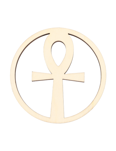 Disque bois sculpté croix d'ankh x5