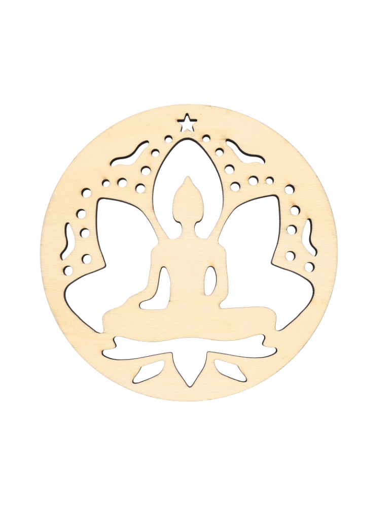 Siddhârta Lotus geschnitzte Holzscheibe x5