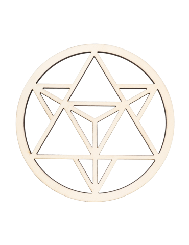 Disque bois sculpté merkaba x5