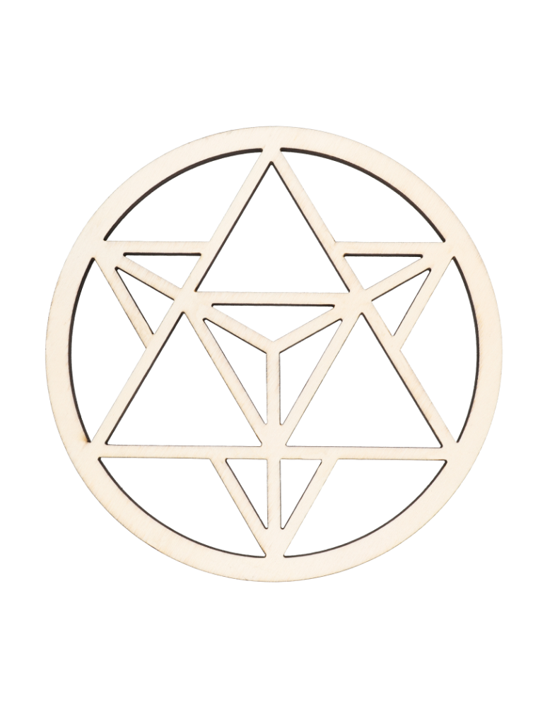 Geskulptete Merkaba-Holzscheibe x5