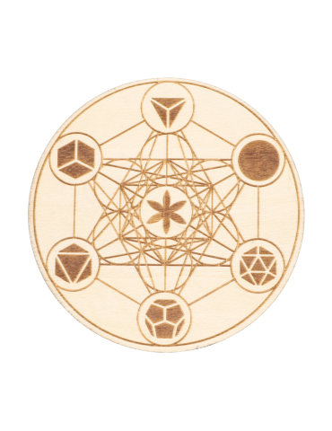Metatron-Holzscheibe, eingraviert, platonischer Körper x5
