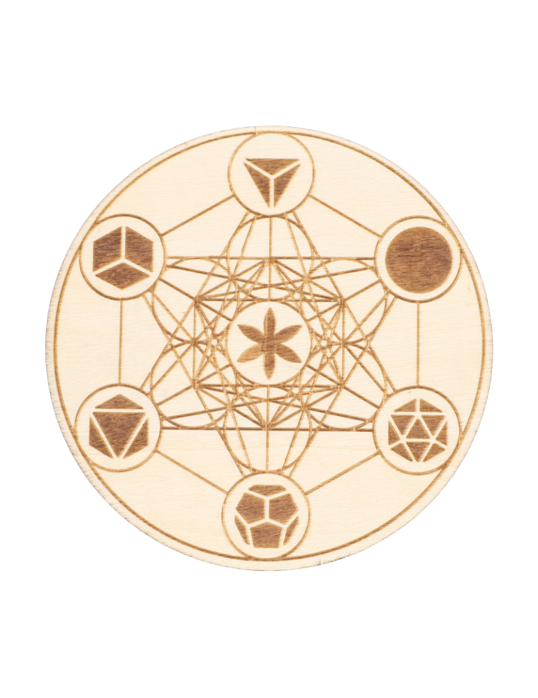 Metatron-Holzscheibe, eingraviert, platonischer Körper x5