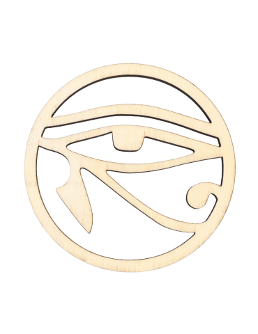 Disque bois sculpté oeil d'Horus x5