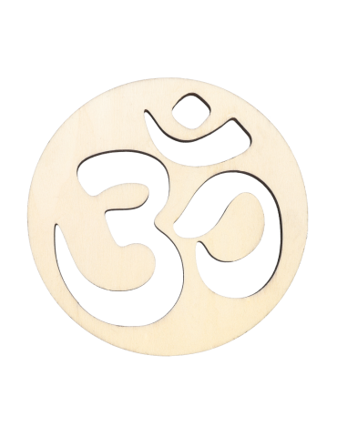 Carved wooden disc Om x5