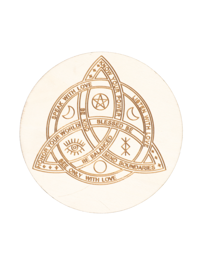Disco de madera grabado con triquetra x5
