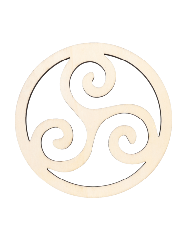 Carved wooden disc triskele x5