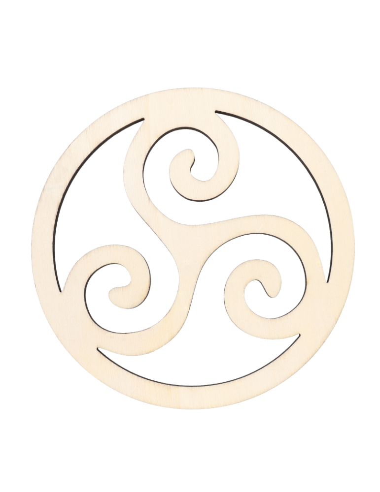Carved wooden disc triskele x5