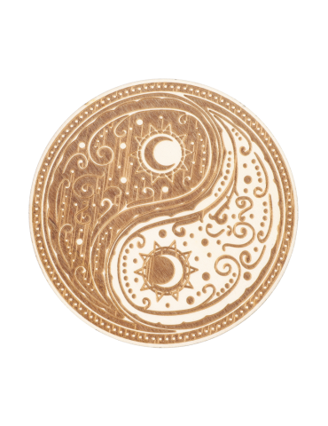 Disque bois gravé yin yang x5