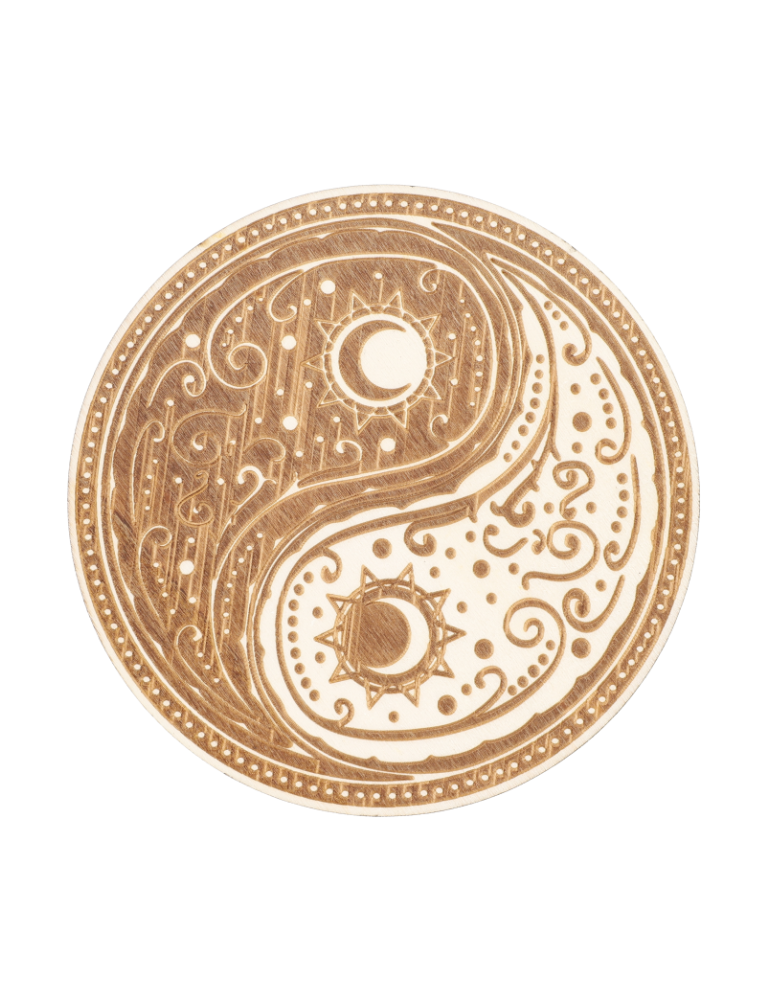 Yin-Yang Holzscheibe graviert x5