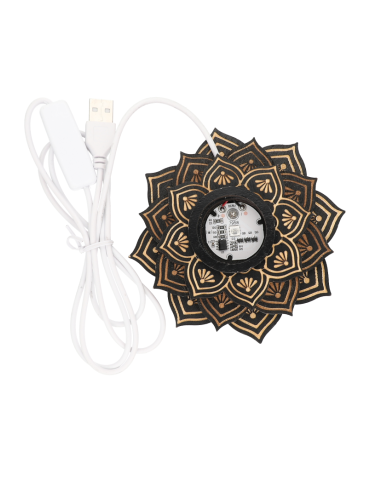 Support bois fleur noire led multicolore