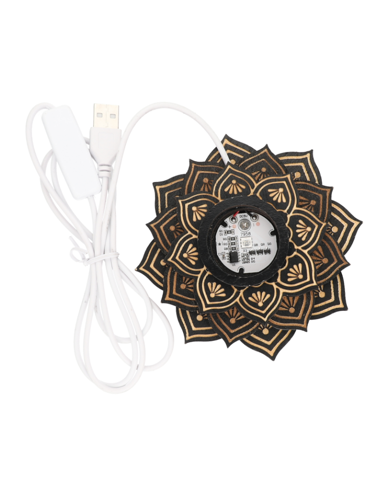 Support bois fleur noire led multicolore