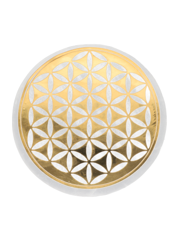 Disco di selenite fiore della vita dorato